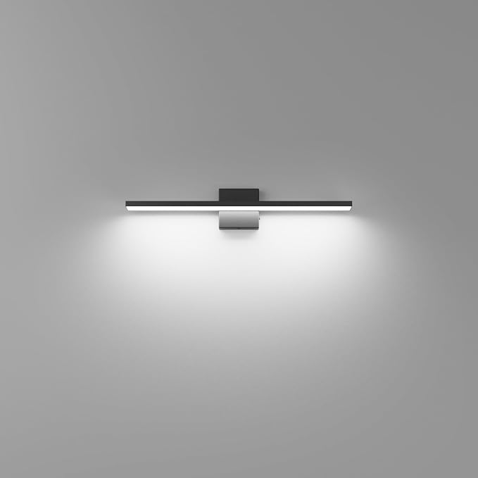 Ralbay 5 Color Temperature Dimmable LED Modern Bathroom Vanity Light Bar 24inch Matte Black Modern Acrylic Bathroom Wall Lighting Fixtures Over Mirror