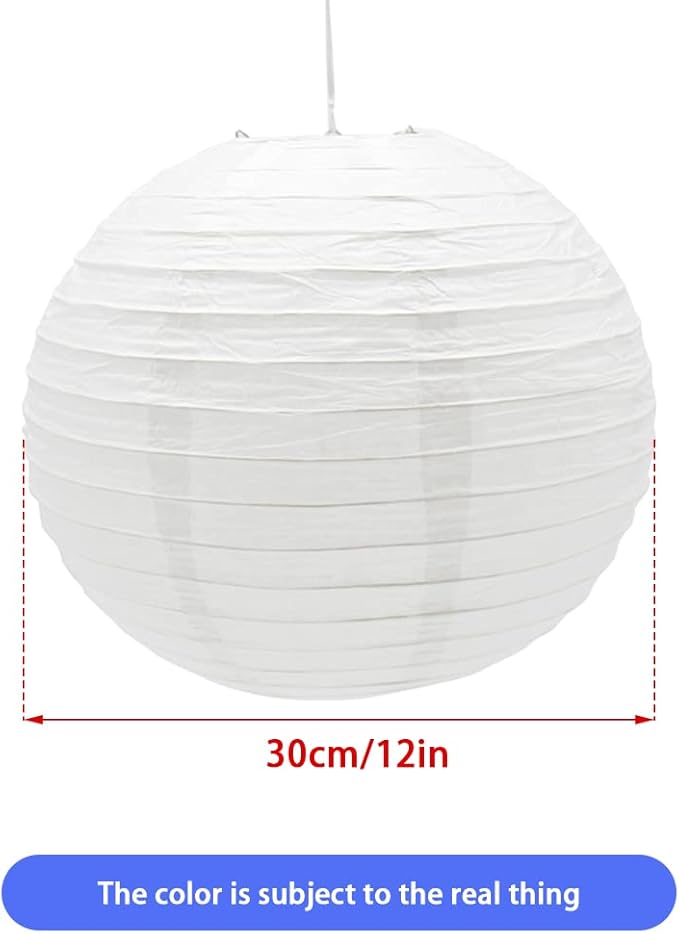 3pcs Paper Lanterns Decorative Round Chinese Paper Lanterns for Birthday Halloween Wedding Baby Bridal Shower Home Decor Party Decoration (12in/White)