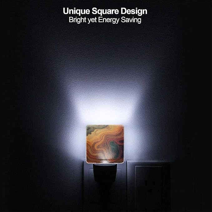 Abstract Background Night Light Colorful Brown Asian Style 0.5W Night Lights Auto LED Lamp Energy Saving Square Lights for Room Bedroom Bathroom