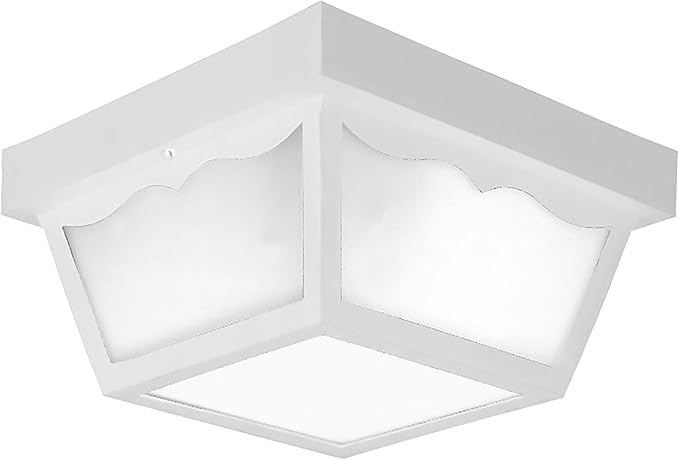 Progress Lighting 2-Light Indoor and Outdoor Flush Mount Ceiling Light, Interior and Exterior Ceiling-Mount Light Fixture for Porch Light, Patios, Garages, Hallways, 10-1/4'' by 5-1/2'', Black