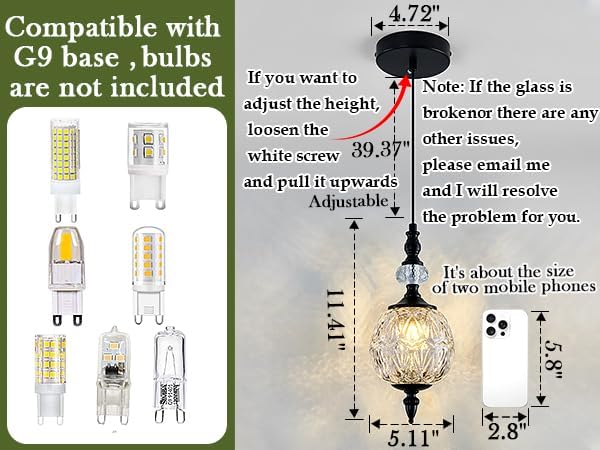 Piepooye 4.72" Vintage Mini Black Glass Pendant Light for Kitchen Island | Adjustable Hanging Ceiling Light Fixture Farmhouse Chandelier Dining Room Bedroom Foyer Entryway