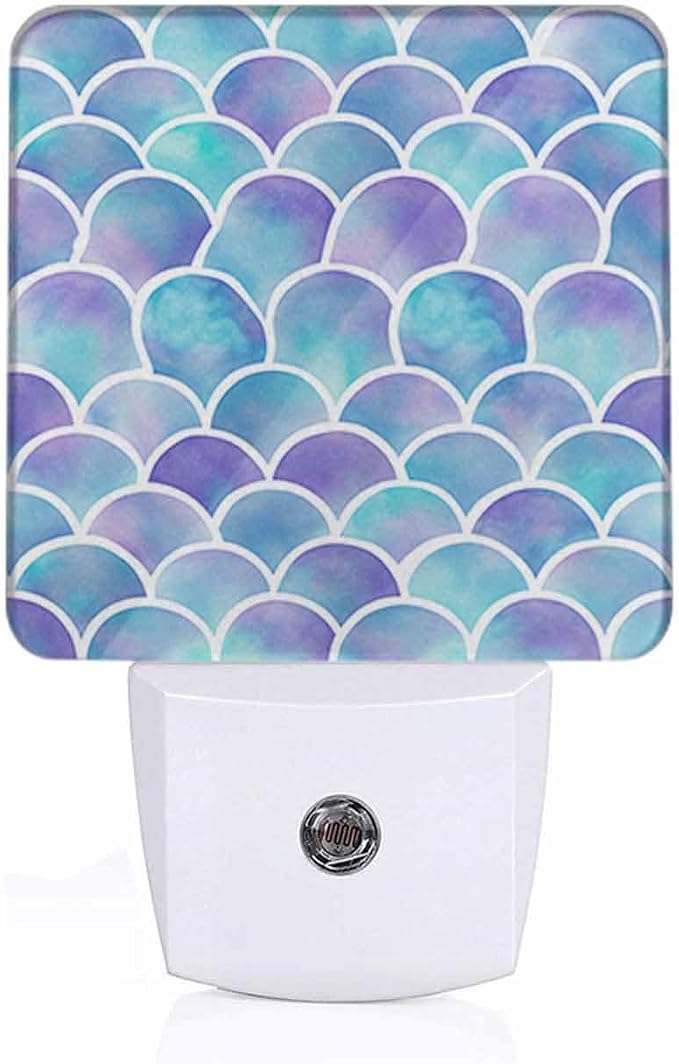 Scales Night Light Plug-into Wall A Shimmering Blue Color Nightlight Lamp with Dusk to Dawn Sensor, Led Lamp 0.5W Energy Efficient for Home Decor