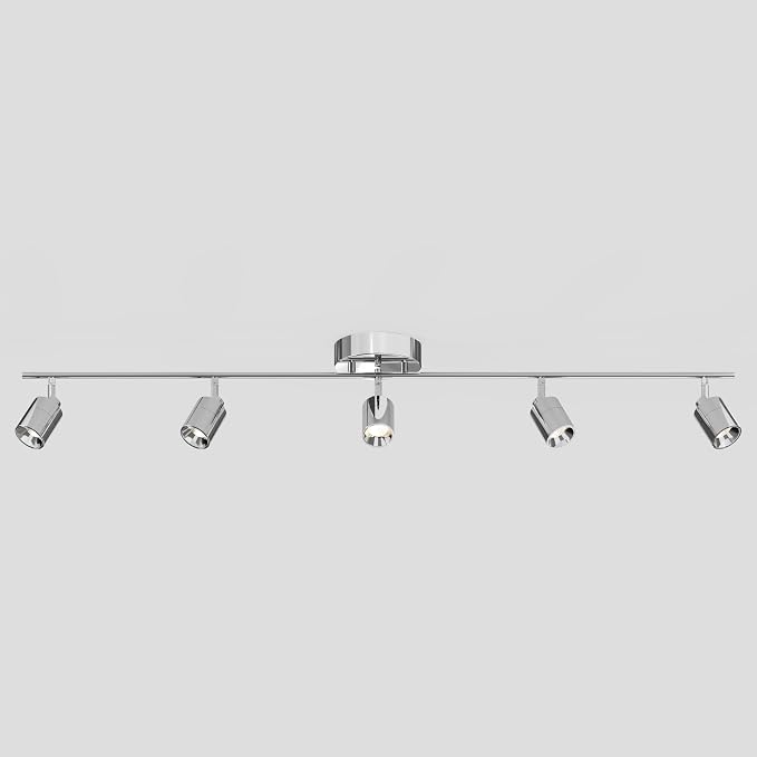 Shura Polished Chrome 5-Light Track Light with Rotatable Heads, Integrated LED Bulbs, 4 ft. Track Lighting Kit, 3000k, 2450 Lumens
