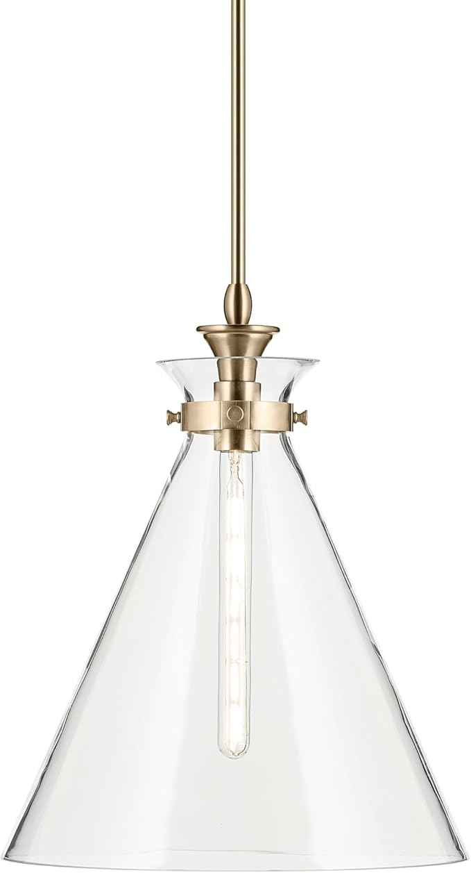 Kichler Laria Pendant Light, Clear Glass, Champagne Bronze | Traditional pendant light for kitchen islands and dining rooms (19.75" x 16"), 52775CPZCLR