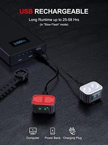 Bike Lights Super Bright, Rechargeable Bicycle Lights Set Multiple Modes, Waterproof Bike Lights for Night Riding/Cycling Safety, Front and Back Bike Reflectors Light, Long Battery Life