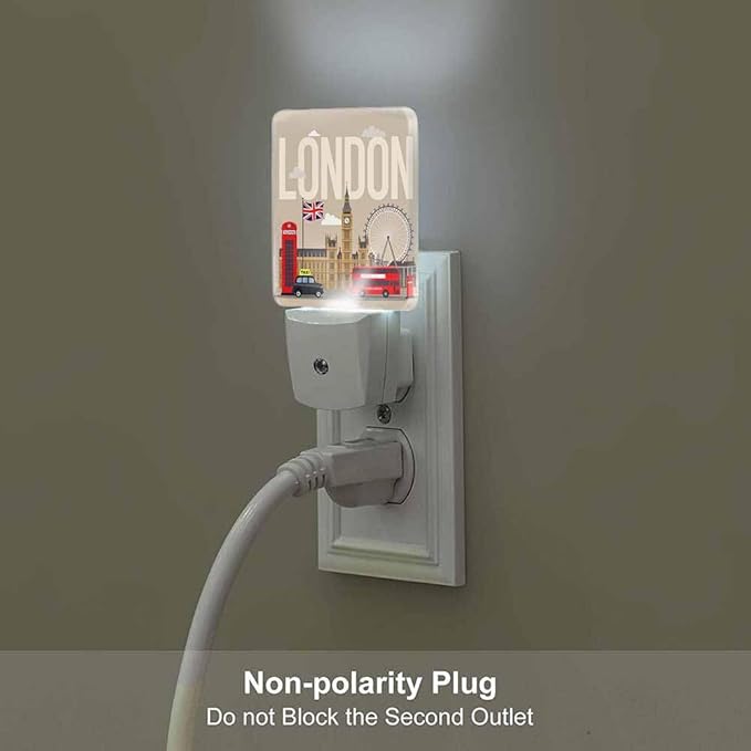London Night Light Landmark City Bus Station 0.5W Night Lights Auto LED Lamp Energy Saving Square Lights for Room Bedroom Bathroom