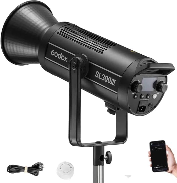 Godox SL300III 330W LED Video Light, 99300Lux 300W Studio Bright Light with 8 FX Effect, CRI 96+ TLCI 97+ Ultra Quiet Bowens Mount LED Photography Light for Wedding/Live Streaming