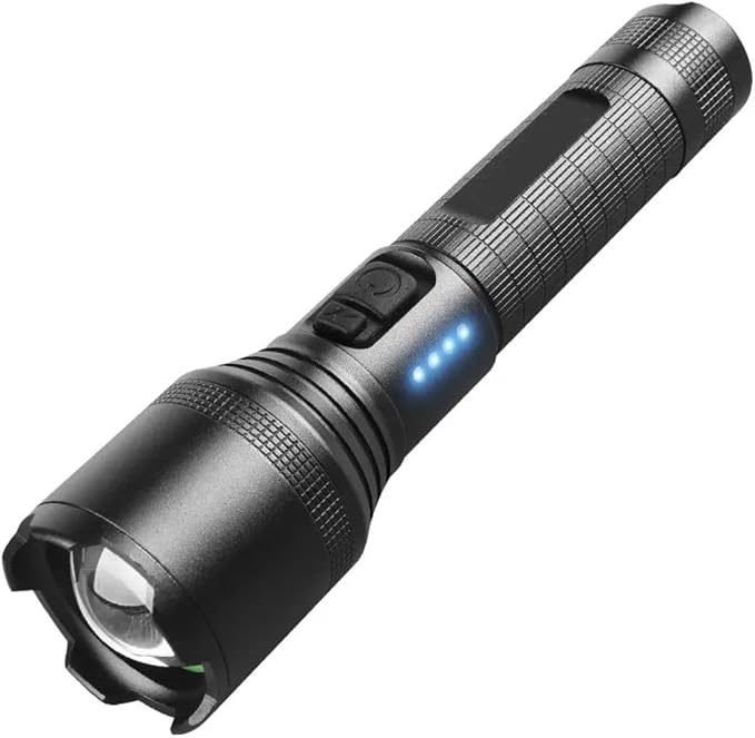 Super Bright Flashlight, LED High Lumens Flashlights, Emergency Strobe USB C Rechargeable 5 Modes 4X Zoomable IP65 Waterproof Powerful Flash Lights, EDC Everyday Flashlights