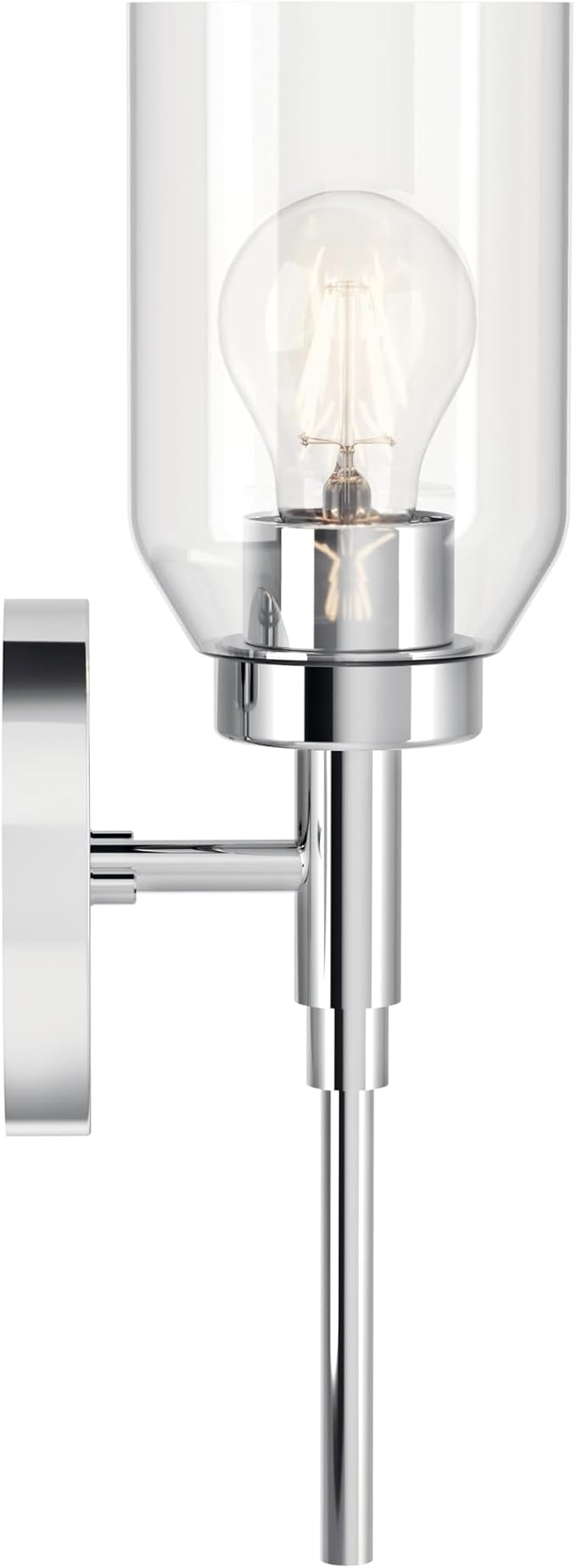 Kichler Madden 1-Light Bathroom Wall Light, Chrome | Modern wall light with clear glass for bathrooms and hallways (14.75" x 5" x 5.25"), 55183CH