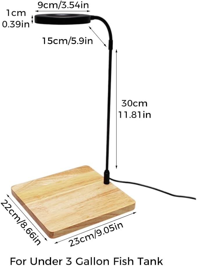 LED Aquarium Light 360 Degree Full Spectrum LED Light with Bamboo Board 10W Nano Fish Tank Light USB Powered Flat Nano Aquarium Light Bett a Fish Tank Light for Plant Growth