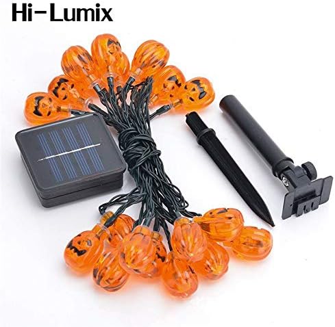 Hann® Solar LED String Lights, 30LED Crystal Ball | Lanterns | Moroccan Orb Ball | Cute Ghost Pumpkin Waterproof Outdoor Decorative String Lights for Christmas Garden Halloween (Pumpkin)