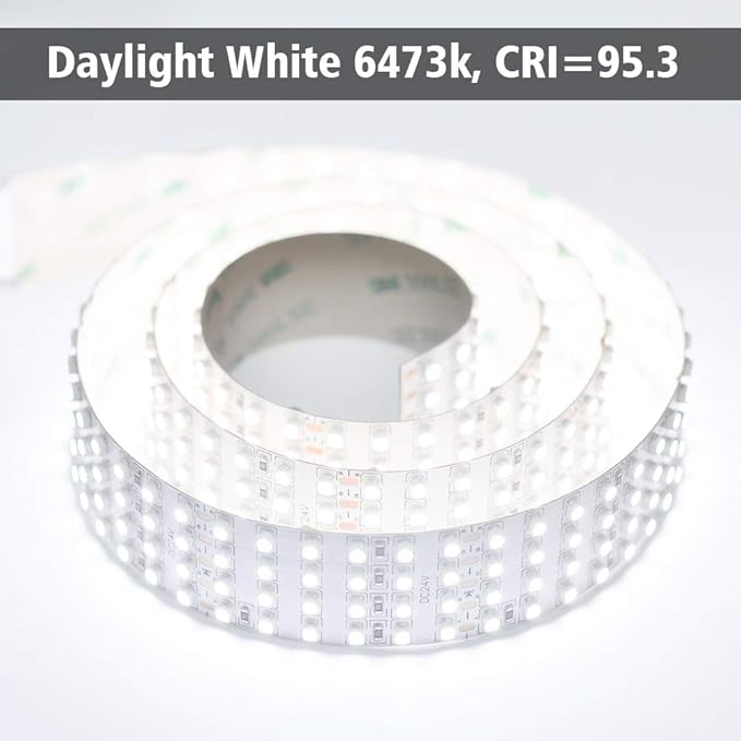 Quad Row Flexible LED Strip Lights, High CRI 95 DC24V 3528SMD 480LEDs/m 2,880Lumens/m- Super Bright LED Tape Lights for Photographic Lighting (Daylight White 6500K 3.28Ft/1M Non-Waterproof)