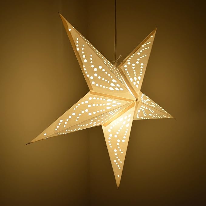 Frozen Paper Star Lantern with 12 Foot Power Cord Included