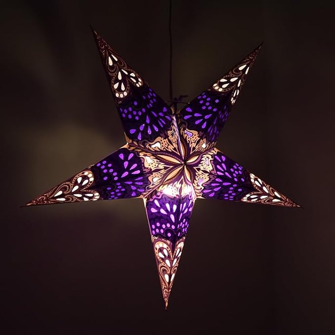 Purple Charm Paper Star Lantern with 12 Foot Power Cord Included
