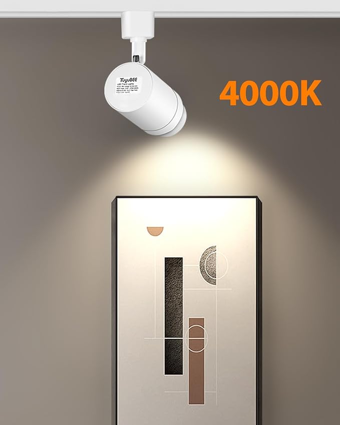Zoomable 8-Light LED Track Lighting Kit with 6.6FT H Track Lighting Rail & Floating Canopy Connector, Modern Kitchen Track Lighting Fixtures Ceiling Spotlight, 12W Track Heads 4000K White