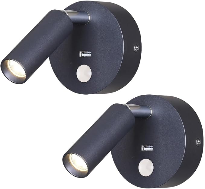 Surface Wall Mounted Reading Light Sconces Lamp Touch Dimmer Switch LED 3W Warm White 3000K 2PCS (Hardwired)
