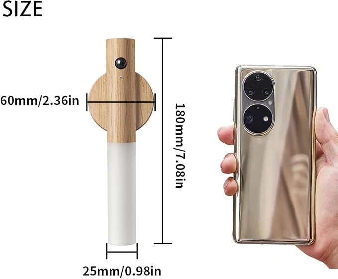 LANDGOO Wooden Motion Sensor Night Lights, | Magnet Body Hallway Rechargeable LED Wireless Battery Operated Wall Sconce