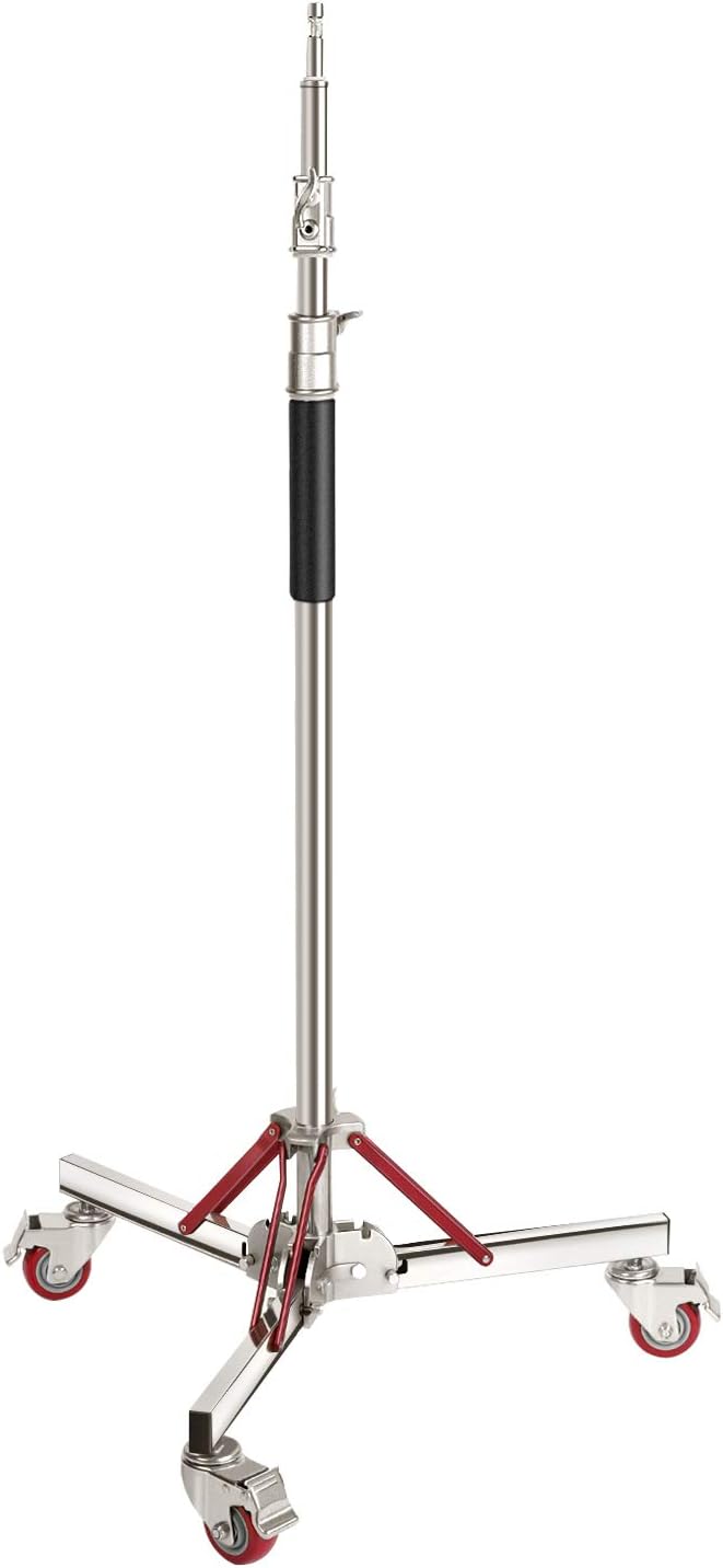 NEEWER Heavy Duty Light Stand with Casters, 100% Stainless Steel Tripod | Adjustable, Photography Wheeled Base Stand, for Studio Softbox, Monolight, Reflector, Max Height: 10ft/305cm