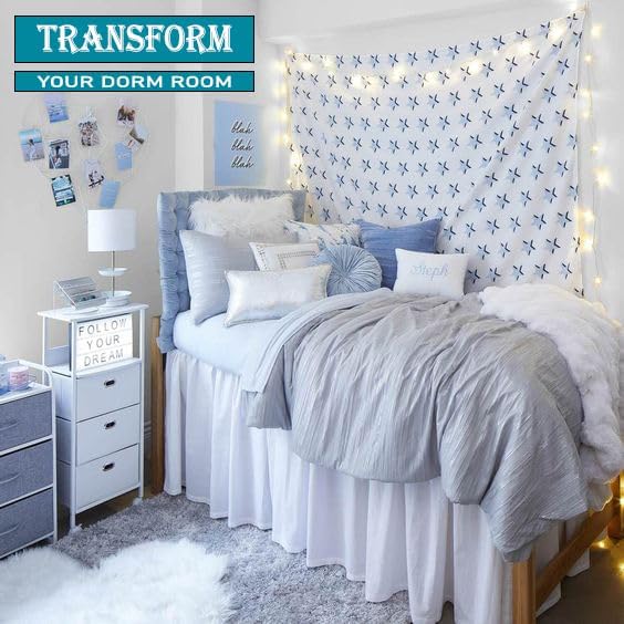 Dorm Bed Skirt, Twin XL, 34" Drop, White | Soft Microfiber Fabric, College dorm rooms, Hides under-bed storage, Fits 39"x80" Beds, Wrinkle-resistant, Machine Washable