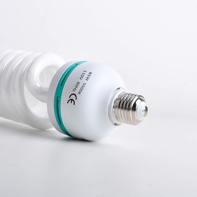 85W Light Bulb 5500K CFL Daylight Spiral Softbox Bulb in E27 Socket for Photography Photo Video Studio Lighting White 1 Pack