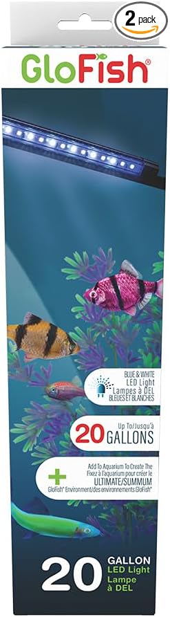 GloFish 10-Inch LED Light Sticks for Fish Aquariums Up to 20 Gallons, 2 Count, with White and Blue LED Lights