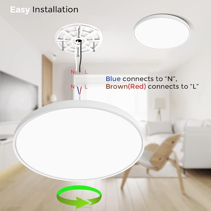inShareplus 15.7inch LED Ceiling Light, 32W [320W Equiv] Nature White 2800K Flush Mount Ceiling Lights Fixture, 3800LM White Ceiling Lamp for Bedroom, Living Room, Kitchen, Office, Hallway