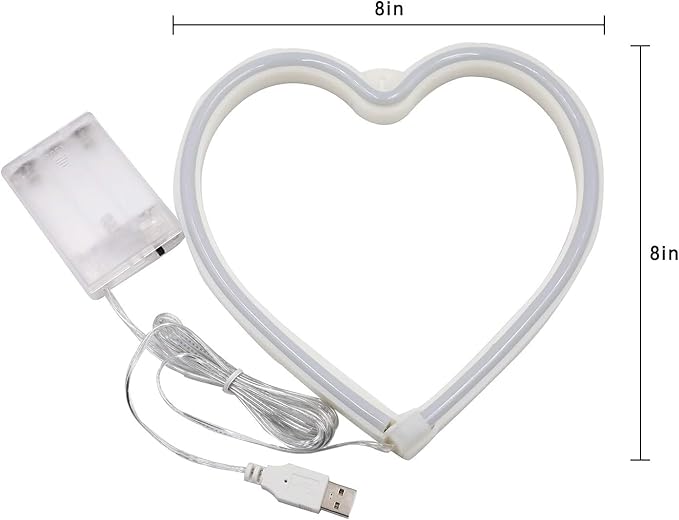 2-Pack Heart Neon Sign, Neon Heart Lights Battery Operated or USB Powered for Valentines Day Decorations, Valentines Lights for Wedding Proposal Anniversary Mothers Day Girls’ Room Decor (Pink & Red)