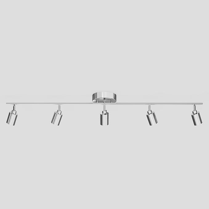 Shura Polished Chrome 5-Light Track Light with Rotatable Heads, Integrated LED Bulbs, 4 ft. Track Lighting Kit, 3000k, 2450 Lumens