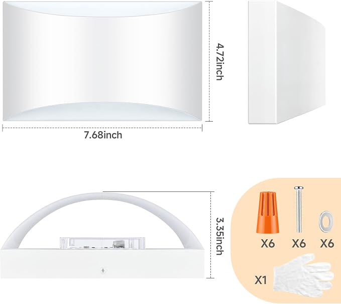 Battery Operated Wall Sconce Set of 2, Rechargeable Wall Lights | White Wireless Wall Mount Lights 3000K Bulbs, Touch & Remote Control, Clear Glass, Cordless Dimmable Indoor Lamp for Bedroom