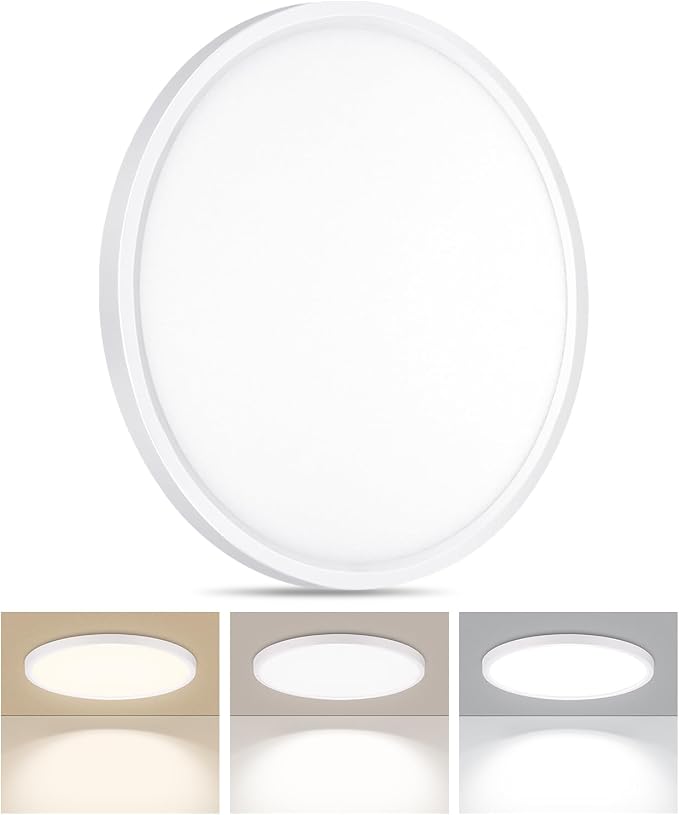 1Pack LED Flush Mount Ceiling Light Fixture, 9 Inch 1800LM 18W, Super Slim Selectable 3CCT 3000k/4000k/6500k Wired LED Ceiling Lights for Bedroom,Living Room,Hallway,Office(White)
