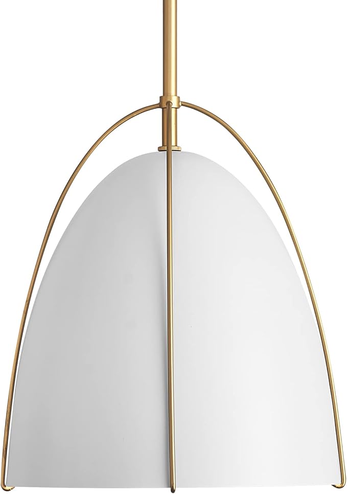 10in Dome Pendant Light White Kitchen Island Pendant Lighting Modern White & Gold Pendant Lights Fixture for Dining Room Kitchen Sink, E26