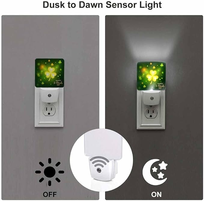 Clover Night Light Sparkling Leaves LED Night Lights Plug into Wall for Stairway Hallway Bedroom 0.5W Nightlight