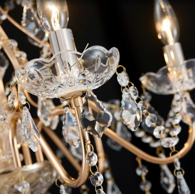 Saint Mossi 6 Light Crystal Chandelier Light Fixture Modern Chandelier Crystal Lighting, French Gold Crystal Raindrop Chandelier for Dining Room,Bedroom,Living Room, H23 x D24