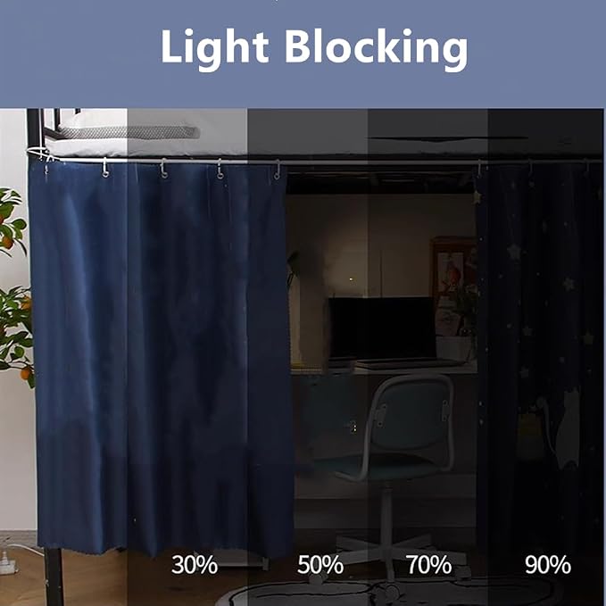 Gxi Navy Blackout Bottom Bunk Bed Curtain Single Bed Shading Decor | Privacy Canopy Loft Under Dormitory Bed Curtain,1PC