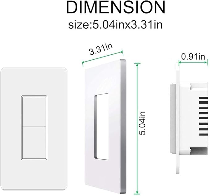 Smart Light Switch, WiFi Smart Double Switch Button, Compatible with Alexa and Google Home, Remote Control with Timing Funtion, No Hub Required,Smart Life APP Provides Control from Anywhere