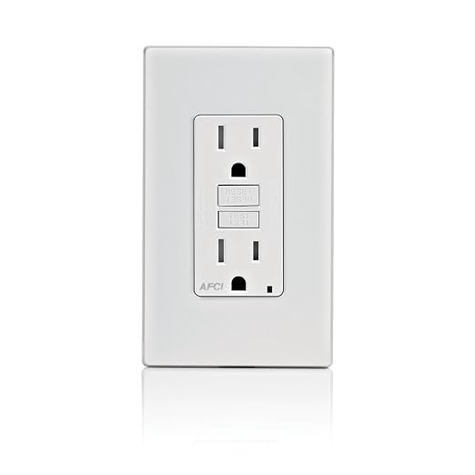 Leviton AFCI Outlet, 15 Amp, Self Test, Tamper-Resistant with LED Indicator Light, Protection from Electrical Fires, AFTR1-W, White