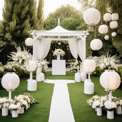 Pack of 6 Round Paper Lantern Lamp Paper Lanterns Party Decorations (White, 4"/10CM)