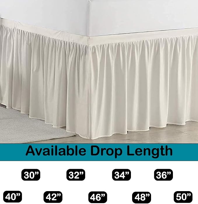 Dorm Bed Skirt, Twin XL, 34" Drop, Ivory | Soft Microfiber Fabric, College dorm rooms, Hides under-bed storage, Fits 39"x80" Beds, Wrinkle-resistant, Machine Washable