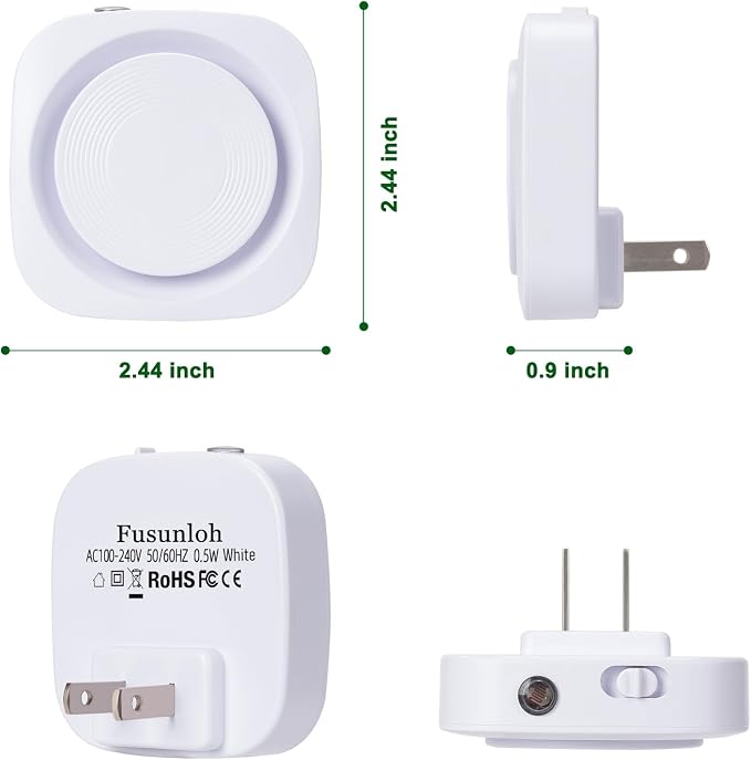 White Night Lights Plug in to Wall,4 Packs Dimmable Night Light with Auto Dusk to Dawn Sensor,Soft Glow Night Light for Bathroom, Bedroom,Hallway, Stairs, Kitchen,White