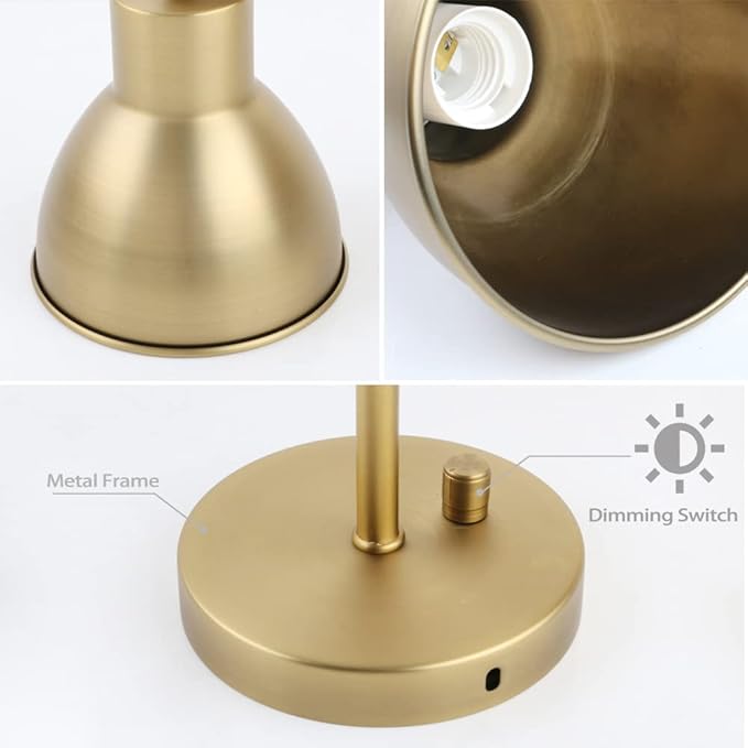 Yosoan Set of 2 Indoor Reading Wall Sconce with On Off Switch, Brass Modern Vintage Industrial with 340 Degree Angle Wall Mount Lamp Fixture, 5.7" Black Bowl Metal Shade Bedside Vanity Bunk(Antique)
