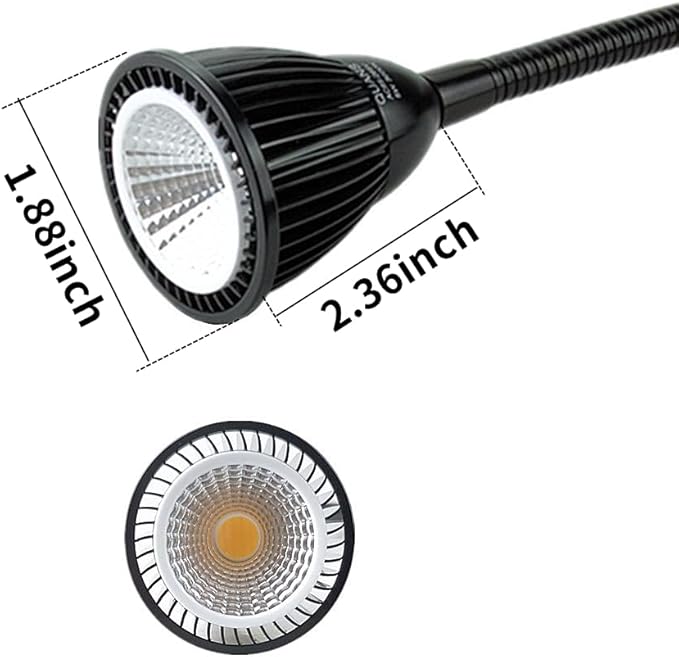 QUANS 5W Clip on Clamp Gooseneck COB LED Desk Table Light lamp Warm White 19inch Neck Black