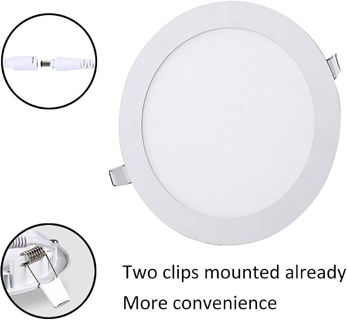 8 Inch 18Watt Ultra Thin Round LED Recessed Panel Spot Lighting, 140 Watt Retrofit Ceiling Downlight, 6500K Cool White, 10 Pack