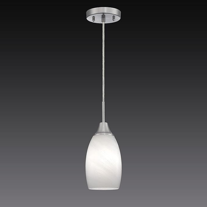 Viinew Mini Glass Pendant Light,1-Pack White Swirl Glass Hanging Light | Mini White Handblown Art Glass Shade Ceiling Light 4.72" Hanging Pendant Light for Kitchen Island,Dining Room