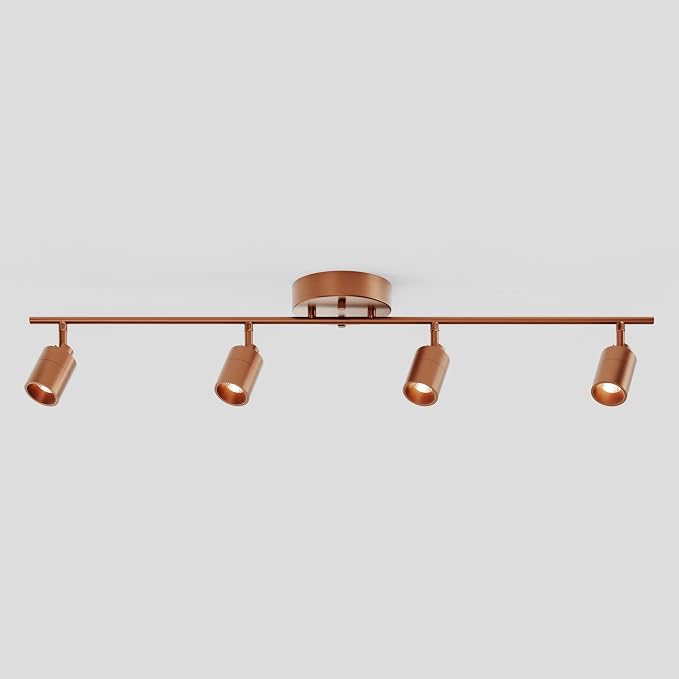 Shura Brushed Copper 4-Light Track Light with Rotatable Heads, Integrated LED Bulbs, 3 ft. Track Lighting Kit, 3000k, 2240 Lumens