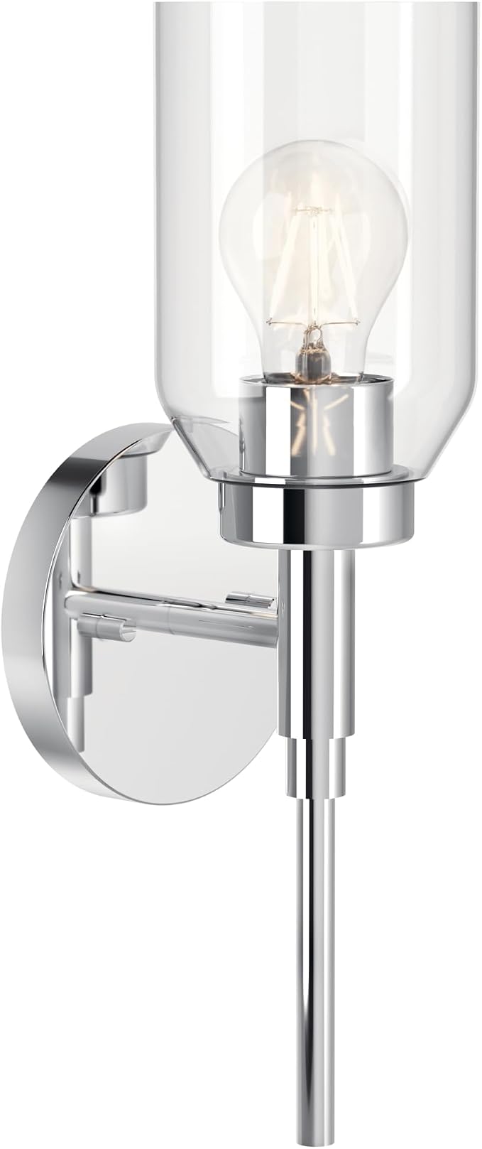 Kichler Madden 1-Light Bathroom Wall Light, Chrome | Modern wall light with clear glass for bathrooms and hallways (14.75" x 5" x 5.25"), 55183CH