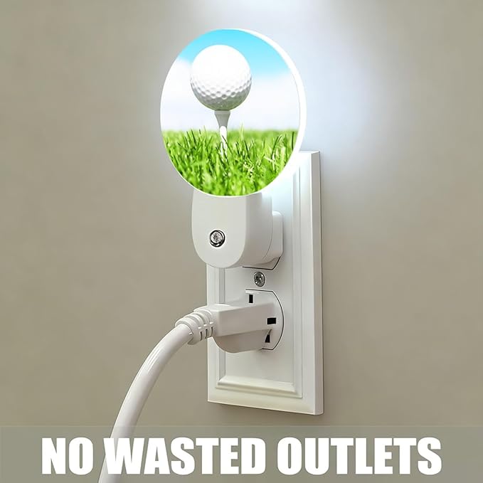 Plug-in Golf Ball Night Light Golf Course Green Grass Night Lights Plug into Wall with Auto on/Off Sensor, 0.5W LED Nightlight for Bedroom Bathroom Kitchen Hallway