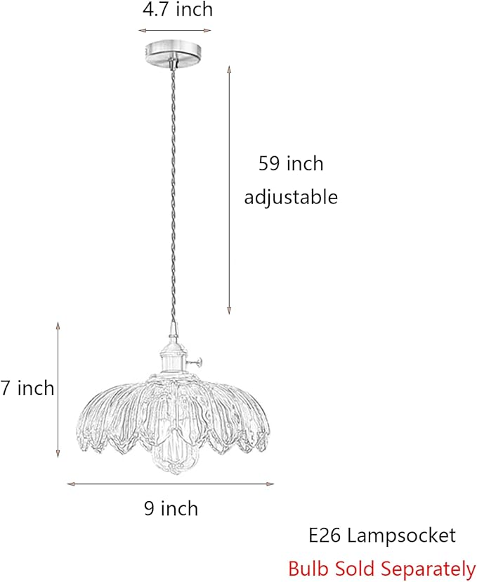 Blue Glass Pendant Light Fixtures Medium 9.8 Inches Lampshade Gold Brass Finish and Switch Vintage Pendant Ceiling Lamp Copper Pendant Lighting (Blue)