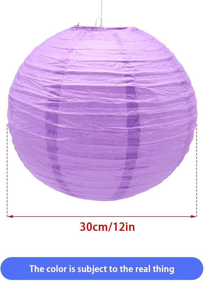 3pcs Paper Lanterns Decorative Round Chinese Paper Lanterns for Birthday Halloween Wedding Baby Bridal Shower Home Decor Party Decoration (12in/ Purple)