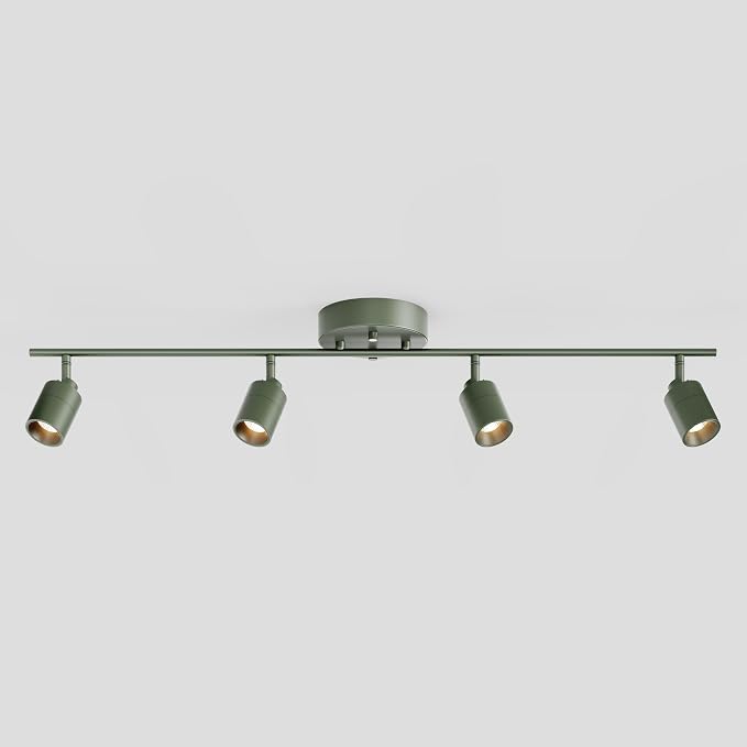 Shura Dark Olive 4-Light Track Light with Rotatable Heads, Integrated LED Bulbs, 3 ft. Track Lighting Kit, 3000k, 2240 Lumens