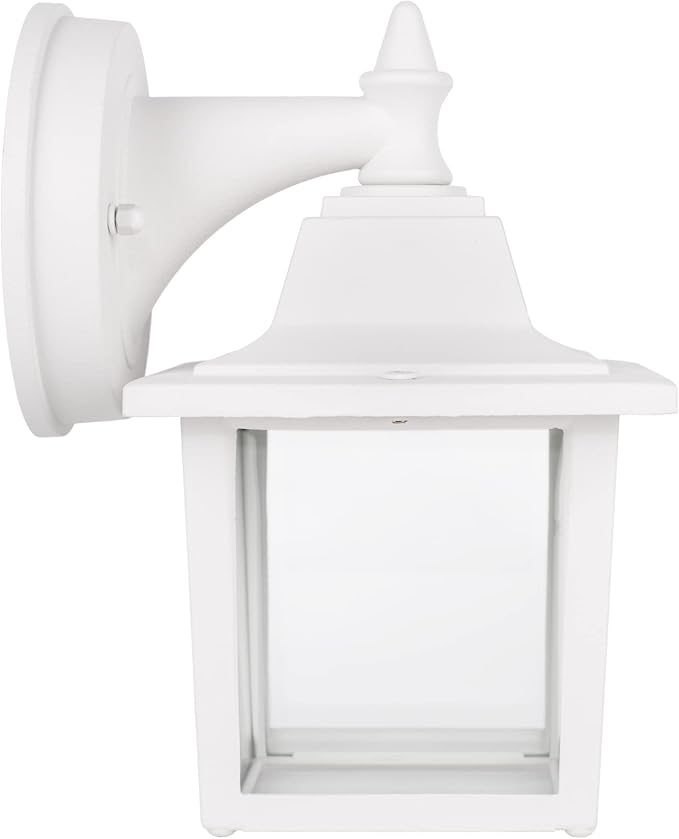 Outdoor Wall Light Fixture, Rustproof Aluminum, Glass | Exterior Porch Light Wall Sconce Lantern for House, Patio, Garage, Waterproof, E26 Socket 60W Max, White, 2 Pack